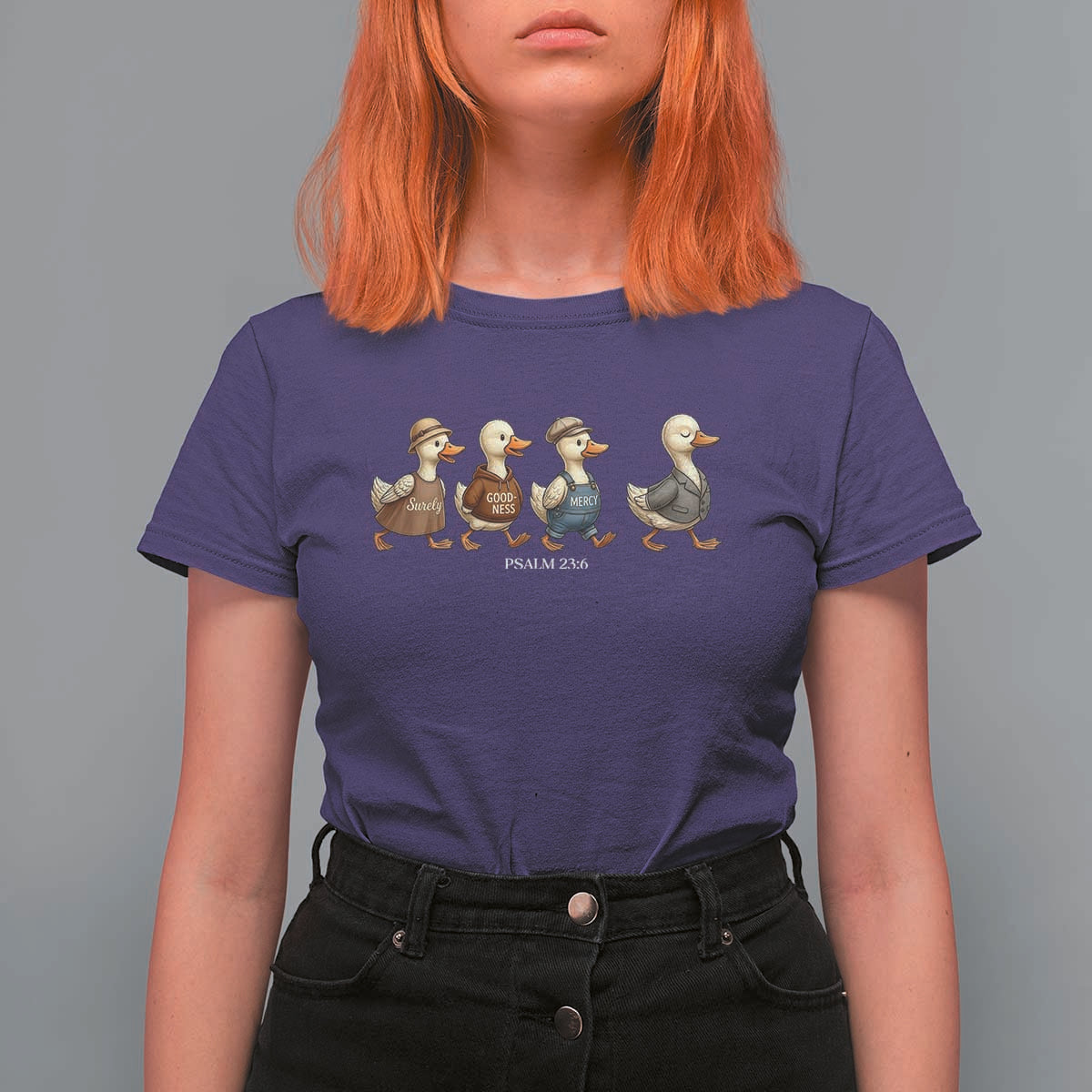 Funny Christian Psalm 23:6 Duck Pun T Shirt For Women Surely Goodness and Mercy Cute Bible Humor Gift