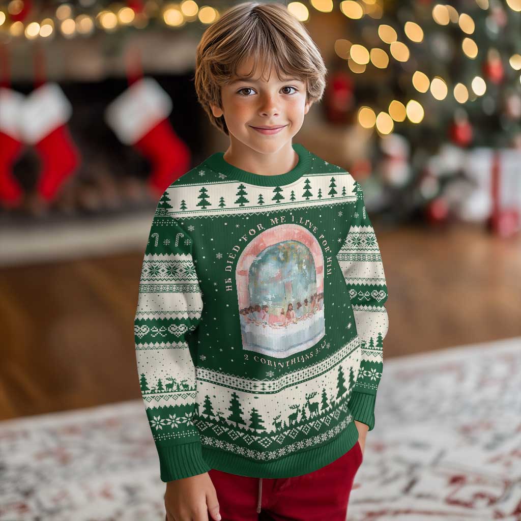 Christian Faith Last Supper Scripture Ugly Christmas Sweater He Died for Me So I Live for Him Corinthians 5:15 Inspiration