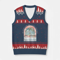 Christian Faith Last Supper Scripture V-Neck Knit Sweater Vest He Died for Me So I Live for Him Corinthians 5:15 Inspiration