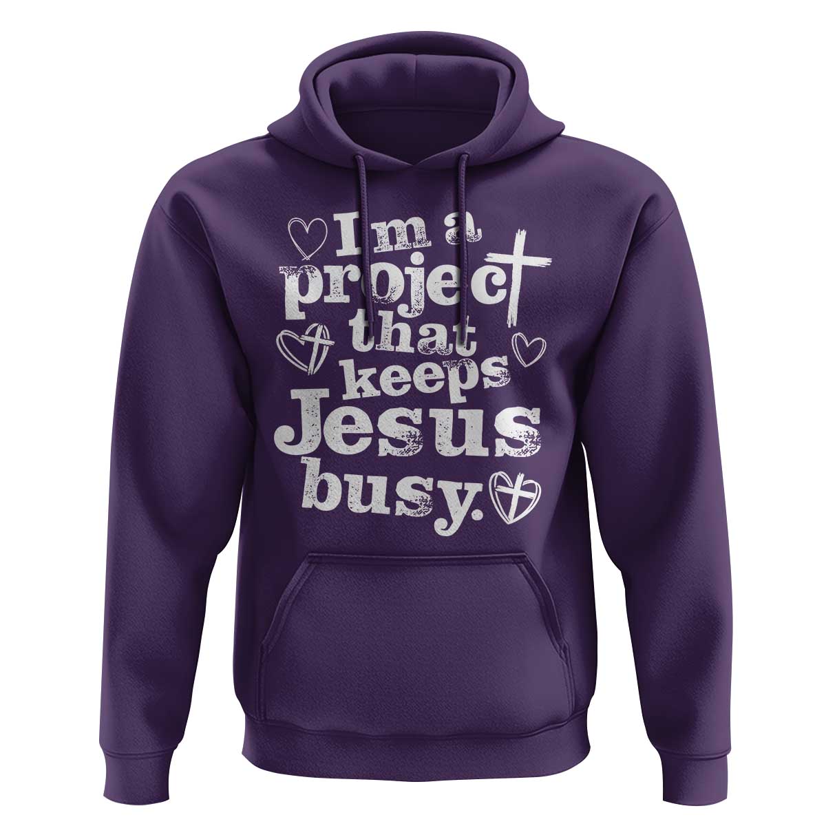 I am a Project That Keeps Jesus Busy Funny Christian Typography Hoodie Faith Humor Inspirational Gift