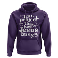 I am a Project That Keeps Jesus Busy Funny Christian Typography Hoodie Faith Humor Inspirational Gift