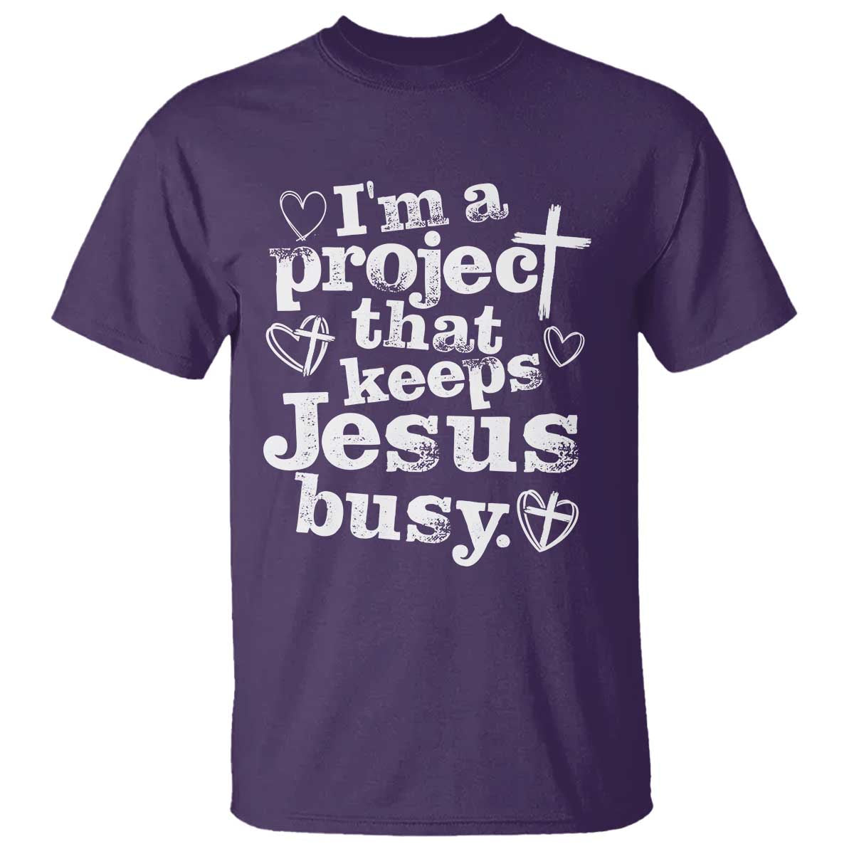 I am a Project That Keeps Jesus Busy Funny Christian Typography T Shirt Faith Humor Inspirational Gift