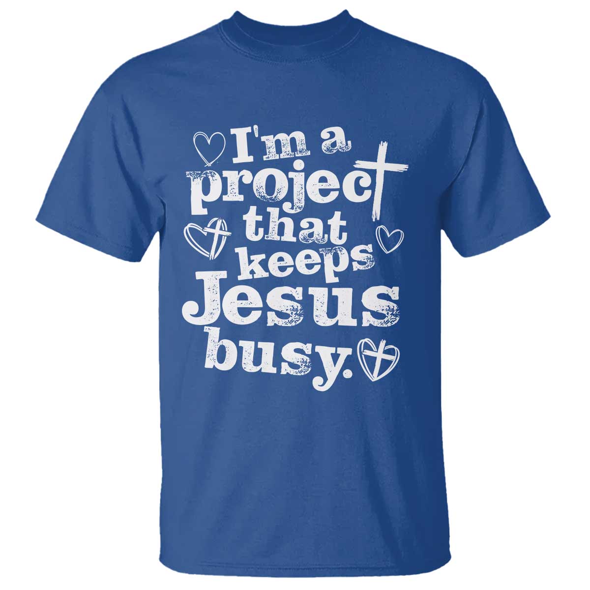 I am a Project That Keeps Jesus Busy Funny Christian Typography T Shirt Faith Humor Inspirational Gift
