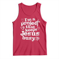 I am a Project That Keeps Jesus Busy Funny Christian Typography Tank Top Faith Humor Inspirational Gift