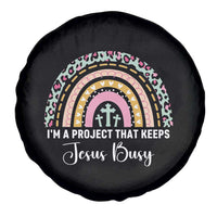 I am a Project That Keeps Jesus Busy Rainbow Cross Spare Tire Cover Cute Christian Faith Humor