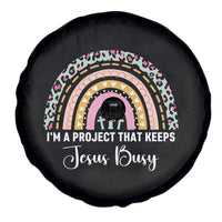 I am a Project That Keeps Jesus Busy Rainbow Cross Spare Tire Cover Cute Christian Faith Humor