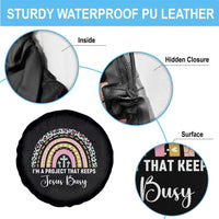 I am a Project That Keeps Jesus Busy Rainbow Cross Spare Tire Cover Cute Christian Faith Humor
