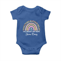 ’m a Project That Keeps Jesus Busy Rainbow Cross Baby Onesie Cute Christian Faith Humor