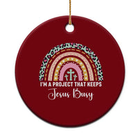 I am a Project That Keeps Jesus Busy Rainbow Cross Ceramic Ornament Cute Christian Faith Humor