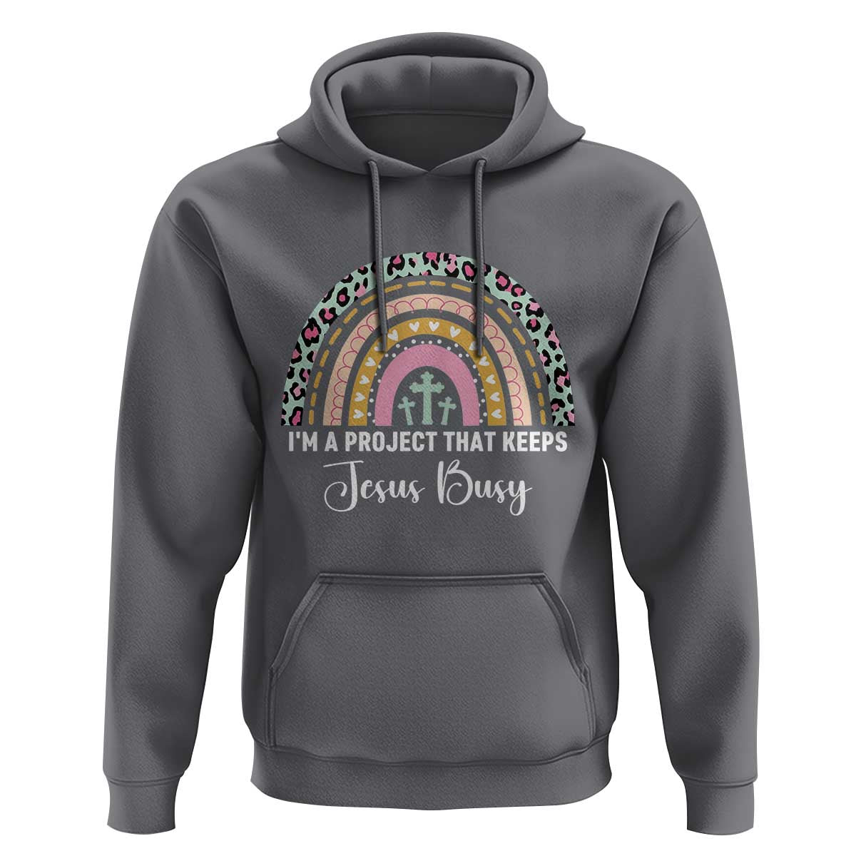 I am a Project That Keeps Jesus Busy Rainbow Cross Hoodie Cute Christian Faith Humor