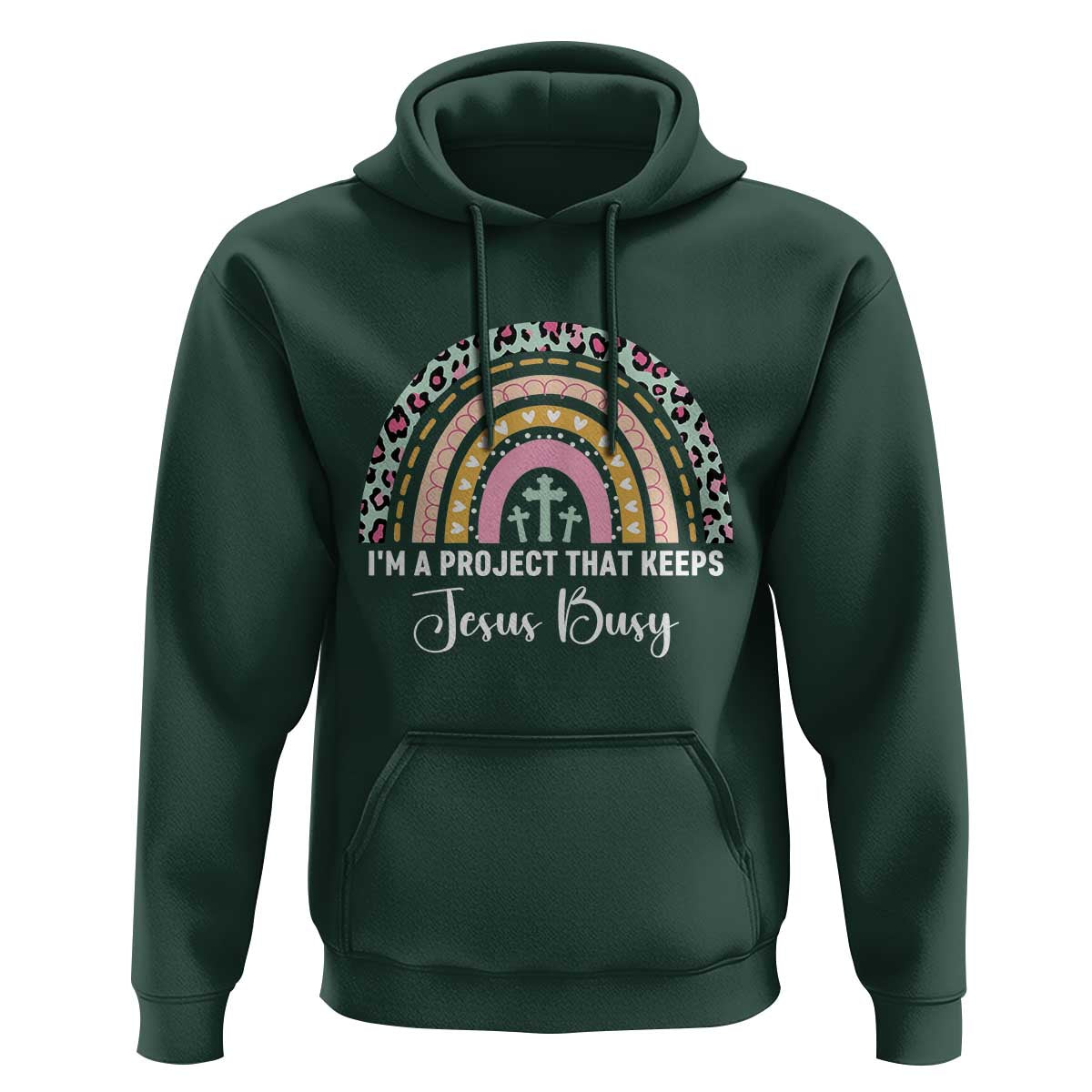 I am a Project That Keeps Jesus Busy Rainbow Cross Hoodie Cute Christian Faith Humor