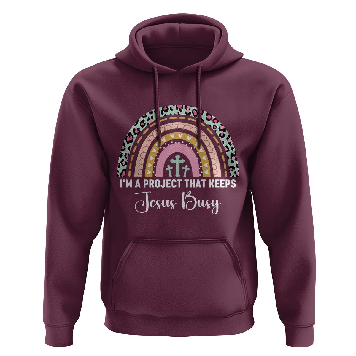 I am a Project That Keeps Jesus Busy Rainbow Cross Hoodie Cute Christian Faith Humor