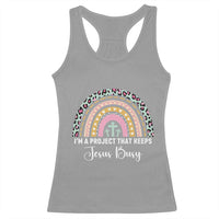 ’m a Project That Keeps Jesus Busy Rainbow Cross Racerback Tank Top Cute Christian Faith Humor