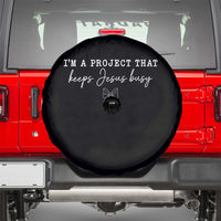 I am a Project That Keeps Jesus Busy Coquette Bow Spare Tire Cover Christian Faith Humor