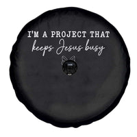 I am a Project That Keeps Jesus Busy Coquette Bow Spare Tire Cover Christian Faith Humor