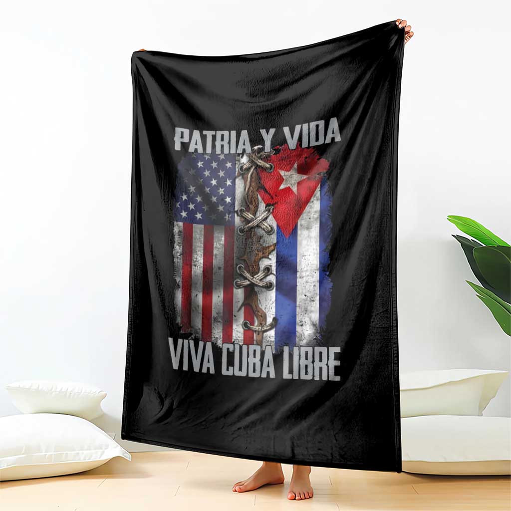 Patria y Vida Cuba Libre Freedom Throw Blanket Cuban Pride Independence USA Cuba Flag