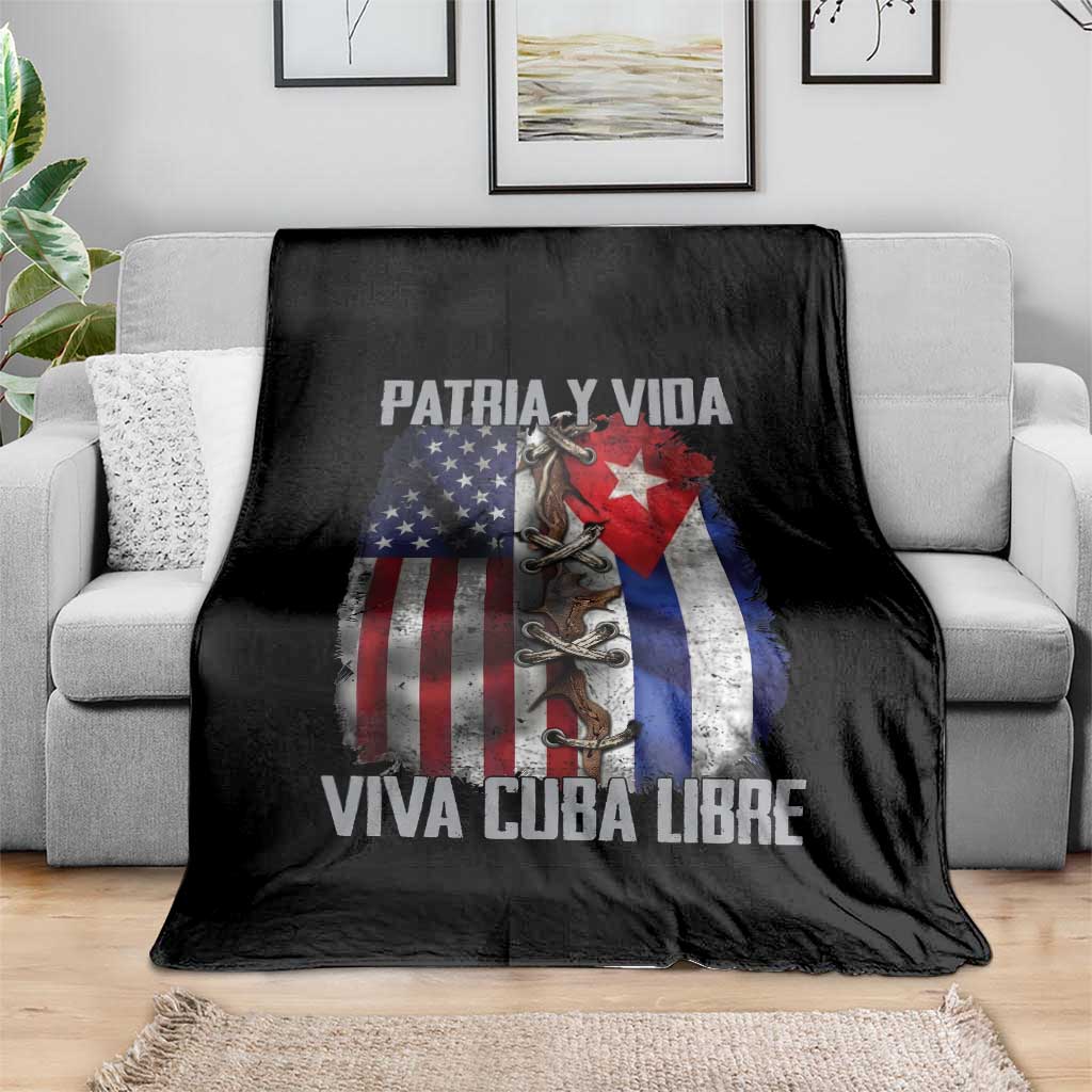 Patria y Vida Cuba Libre Freedom Throw Blanket Cuban Pride Independence USA Cuba Flag