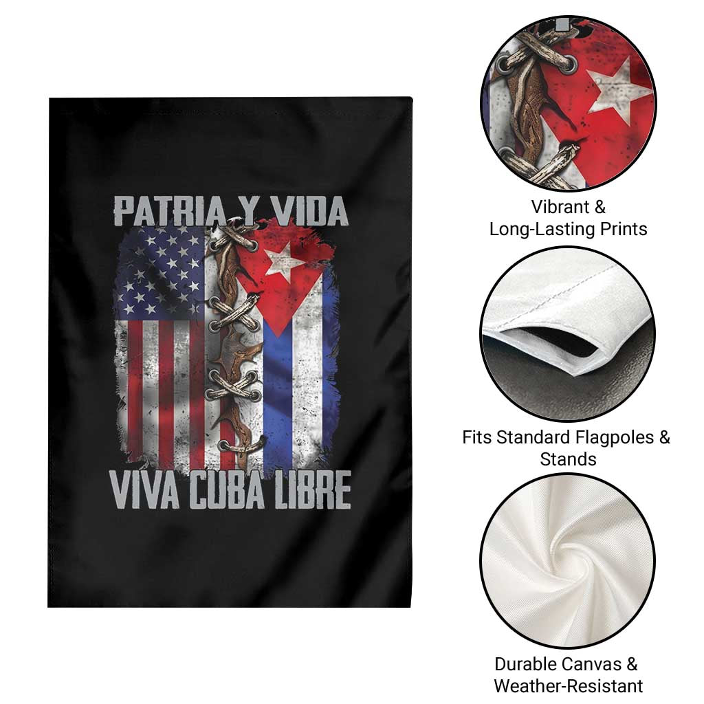 Patria y Vida Cuba Libre Freedom Garden Flag Cuban Pride Independence USA Cuba Flag