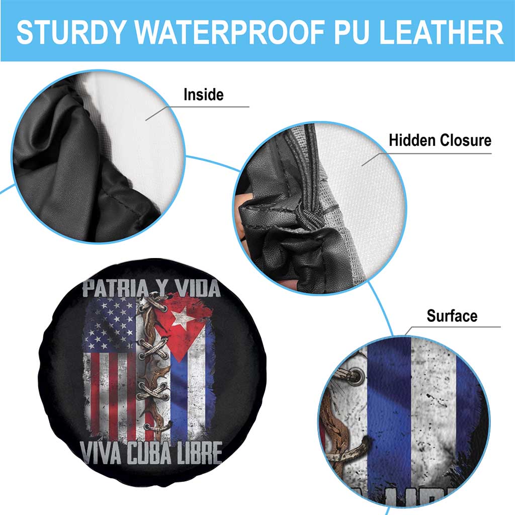Patria y Vida Cuba Libre Freedom Spare Tire Cover Cuban Pride Independence USA Cuba Flag