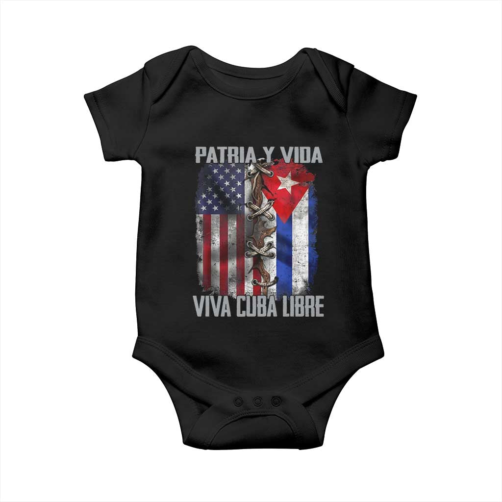 Patria y Vida Cuba Libre Freedom Baby Onesie Cuban Pride Independence USA Cuba Flag