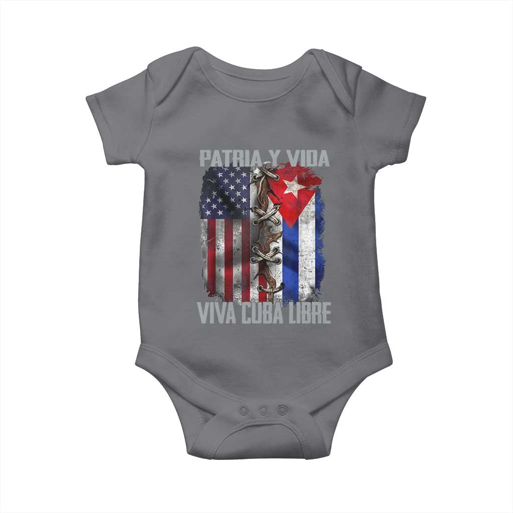 Patria y Vida Cuba Libre Freedom Baby Onesie Cuban Pride Independence USA Cuba Flag