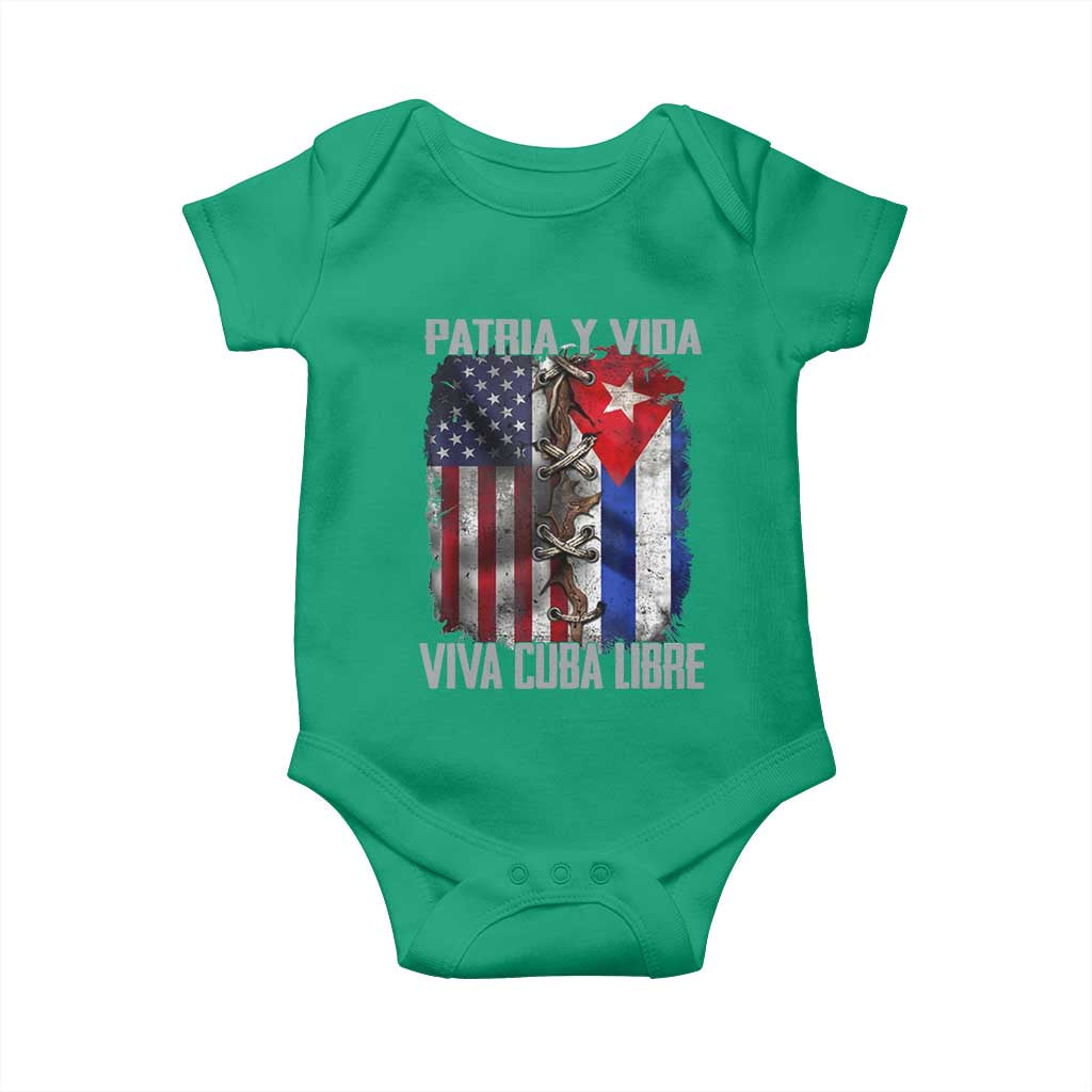 Patria y Vida Cuba Libre Freedom Baby Onesie Cuban Pride Independence USA Cuba Flag