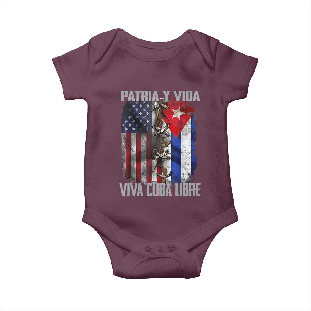 Patria y Vida Cuba Libre Freedom Baby Onesie Cuban Pride Independence USA Cuba Flag