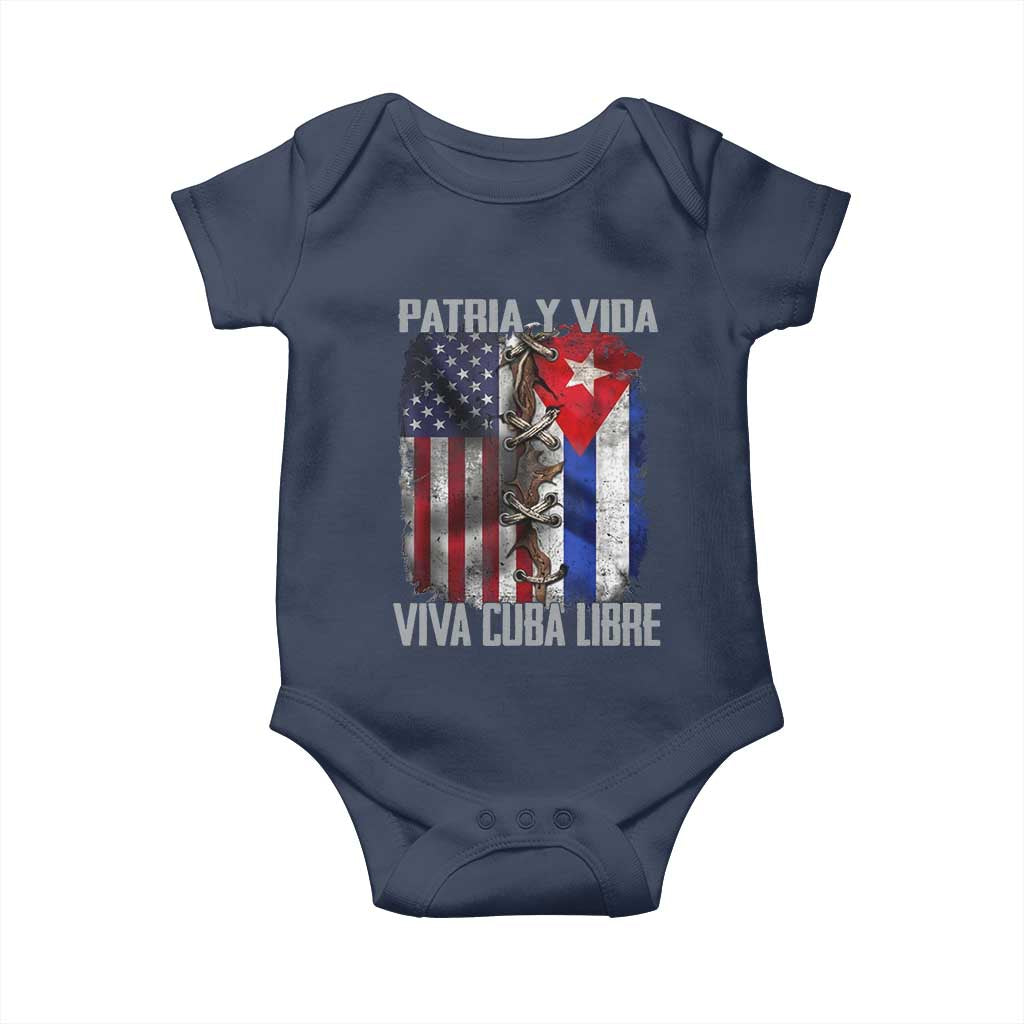 Patria y Vida Cuba Libre Freedom Baby Onesie Cuban Pride Independence USA Cuba Flag