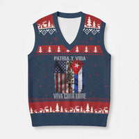 Patria y Vida Cuba Libre Freedom V-Neck Knit Sweater Vest Cuban Pride Independence USA Cuba Flag