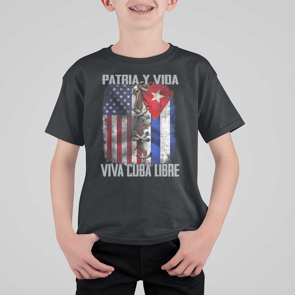 Patria y Vida Cuba Libre Freedom T Shirt For Kid Cuban Pride Independence USA Cuba Flag