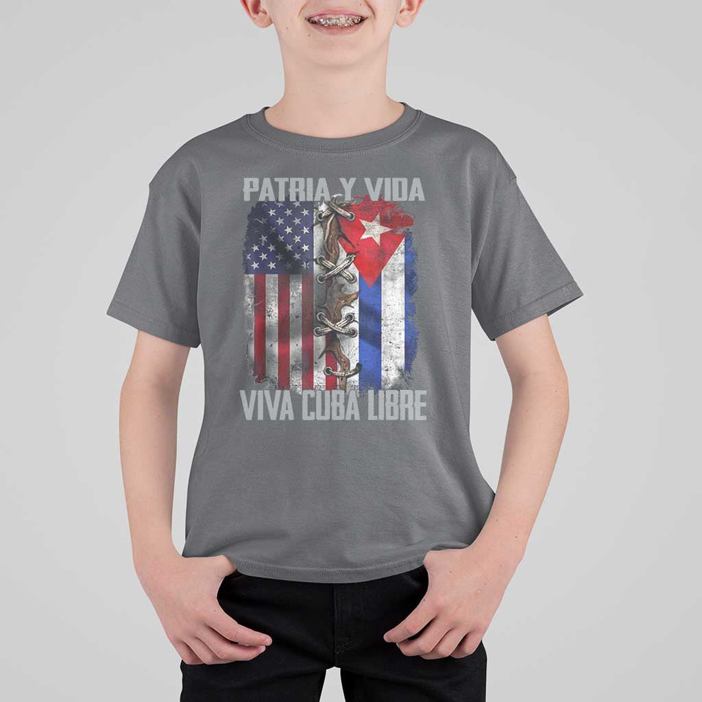 Patria y Vida Cuba Libre Freedom T Shirt For Kid Cuban Pride Independence USA Cuba Flag