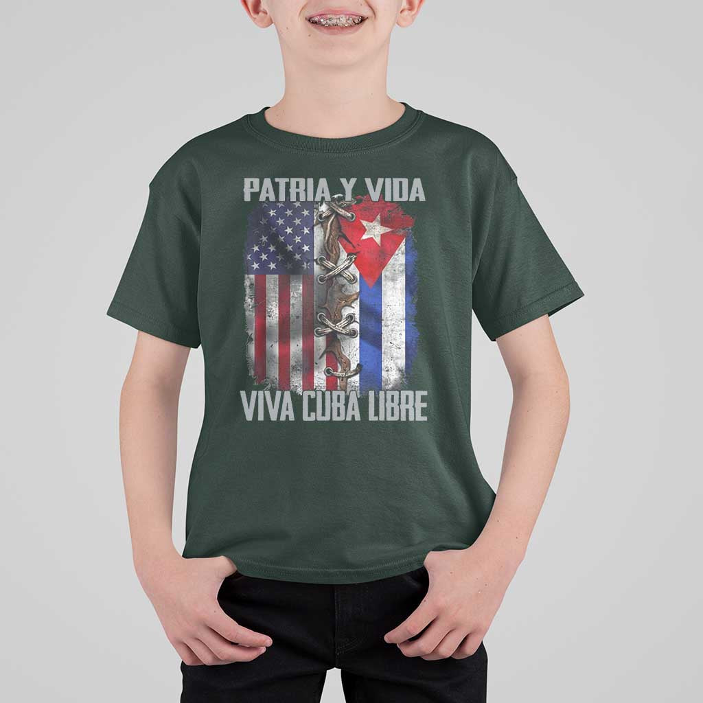 Patria y Vida Cuba Libre Freedom T Shirt For Kid Cuban Pride Independence USA Cuba Flag