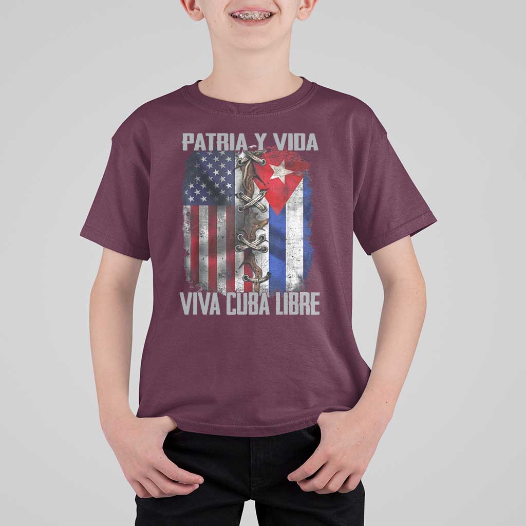 Patria y Vida Cuba Libre Freedom T Shirt For Kid Cuban Pride Independence USA Cuba Flag