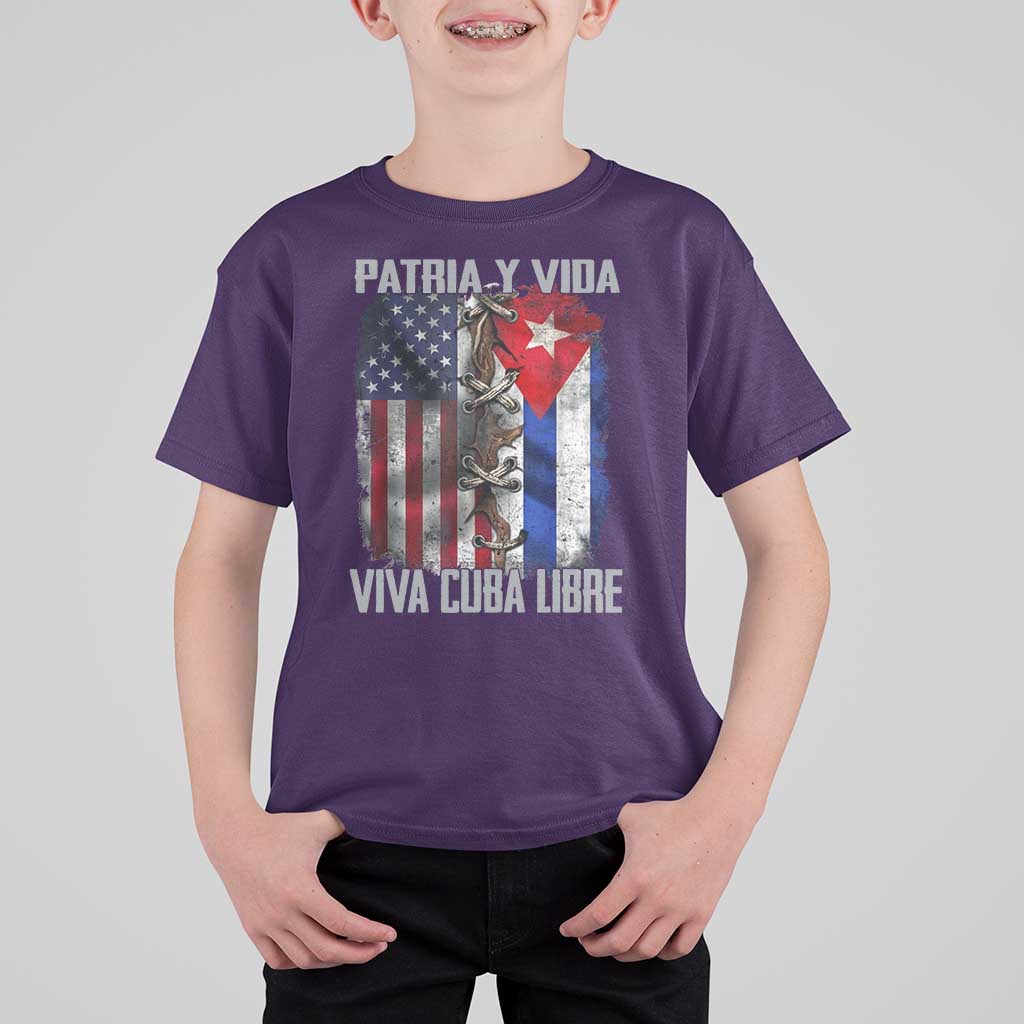 Patria y Vida Cuba Libre Freedom T Shirt For Kid Cuban Pride Independence USA Cuba Flag