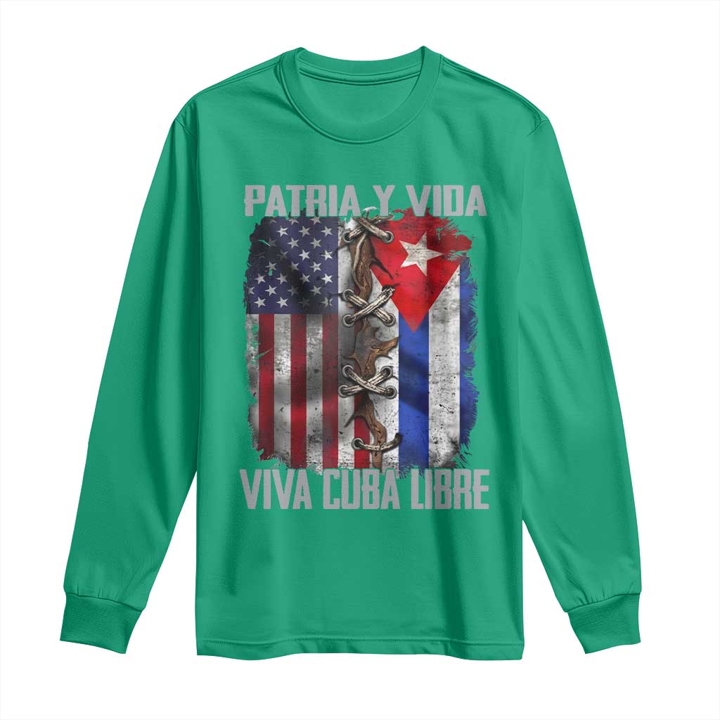 Patria y Vida Cuba Libre Freedom Long Sleeve Shirt Cuban Pride Independence USA Cuba Flag