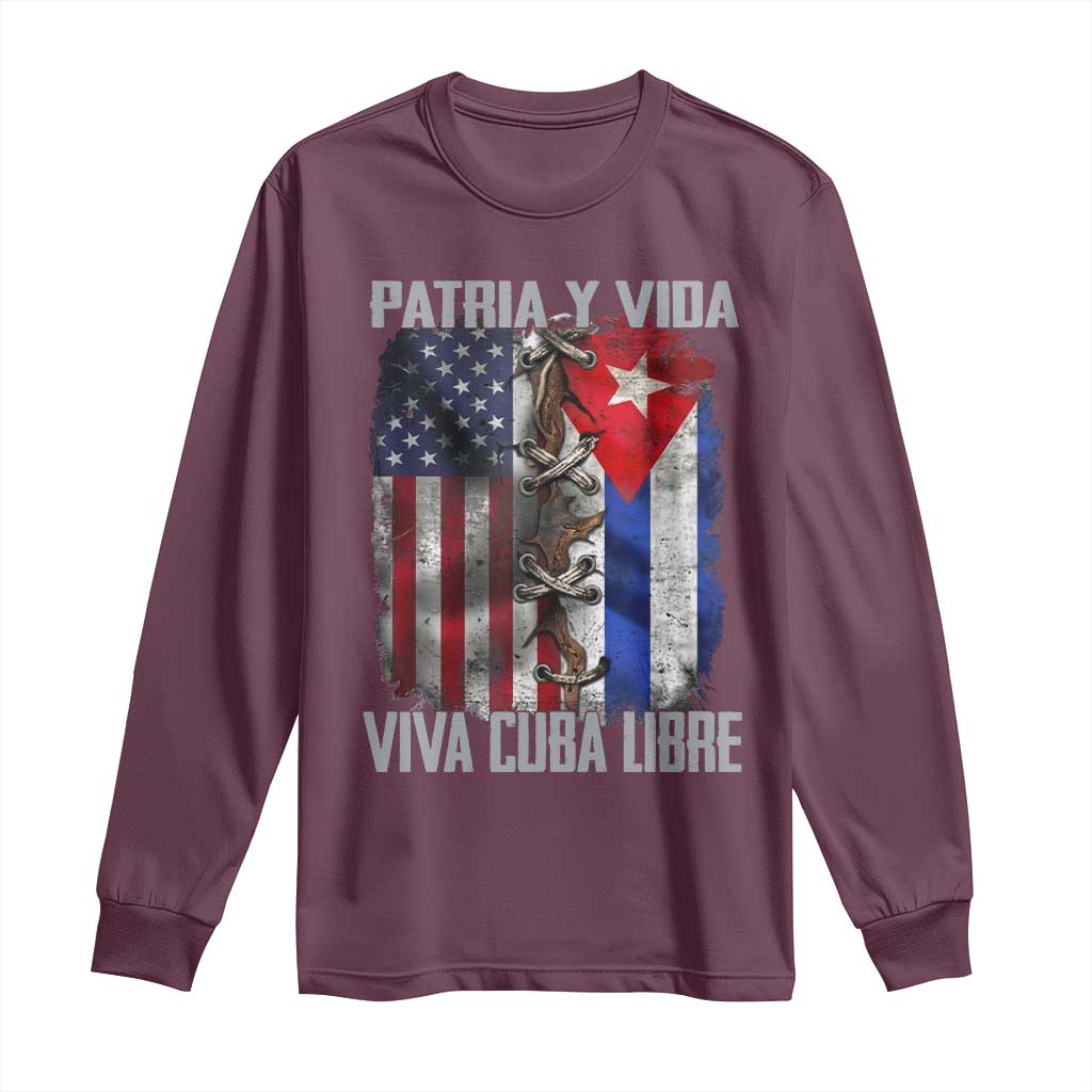 Patria y Vida Cuba Libre Freedom Long Sleeve Shirt Cuban Pride Independence USA Cuba Flag