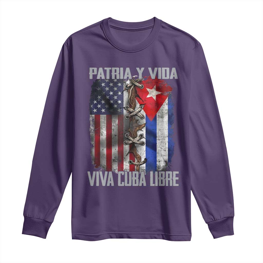 Patria y Vida Cuba Libre Freedom Long Sleeve Shirt Cuban Pride Independence USA Cuba Flag