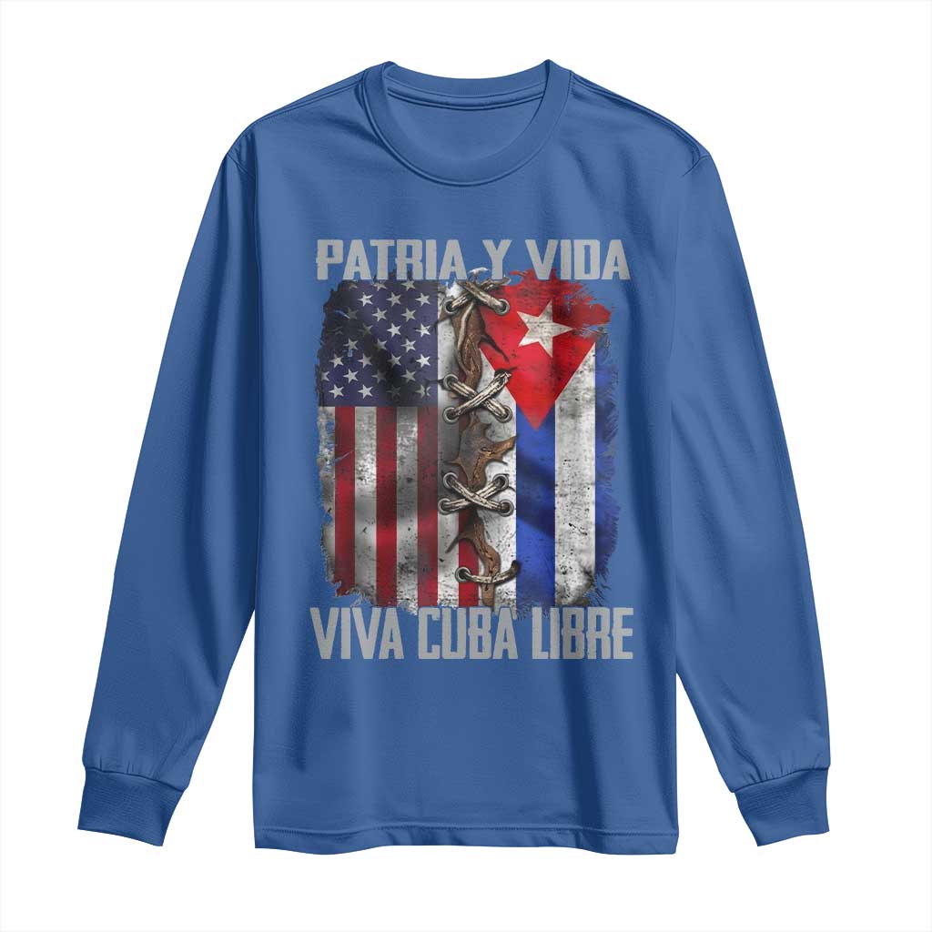 Patria y Vida Cuba Libre Freedom Long Sleeve Shirt Cuban Pride Independence USA Cuba Flag