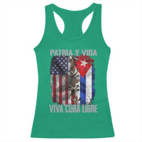 Patria y Vida Cuba Libre Freedom Racerback Tank Top Cuban Pride Independence USA Cuba Flag
