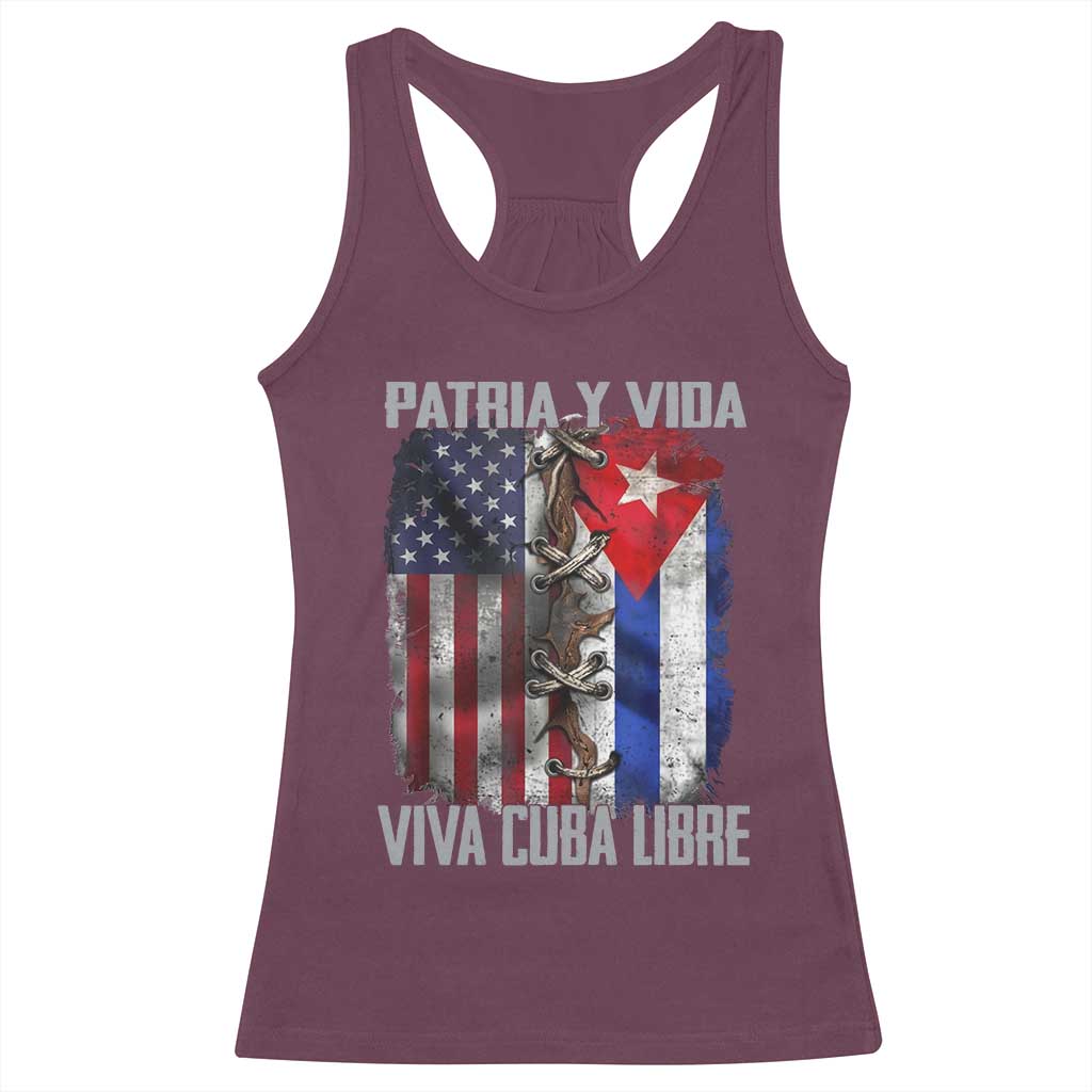 Patria y Vida Cuba Libre Freedom Racerback Tank Top Cuban Pride Independence USA Cuba Flag