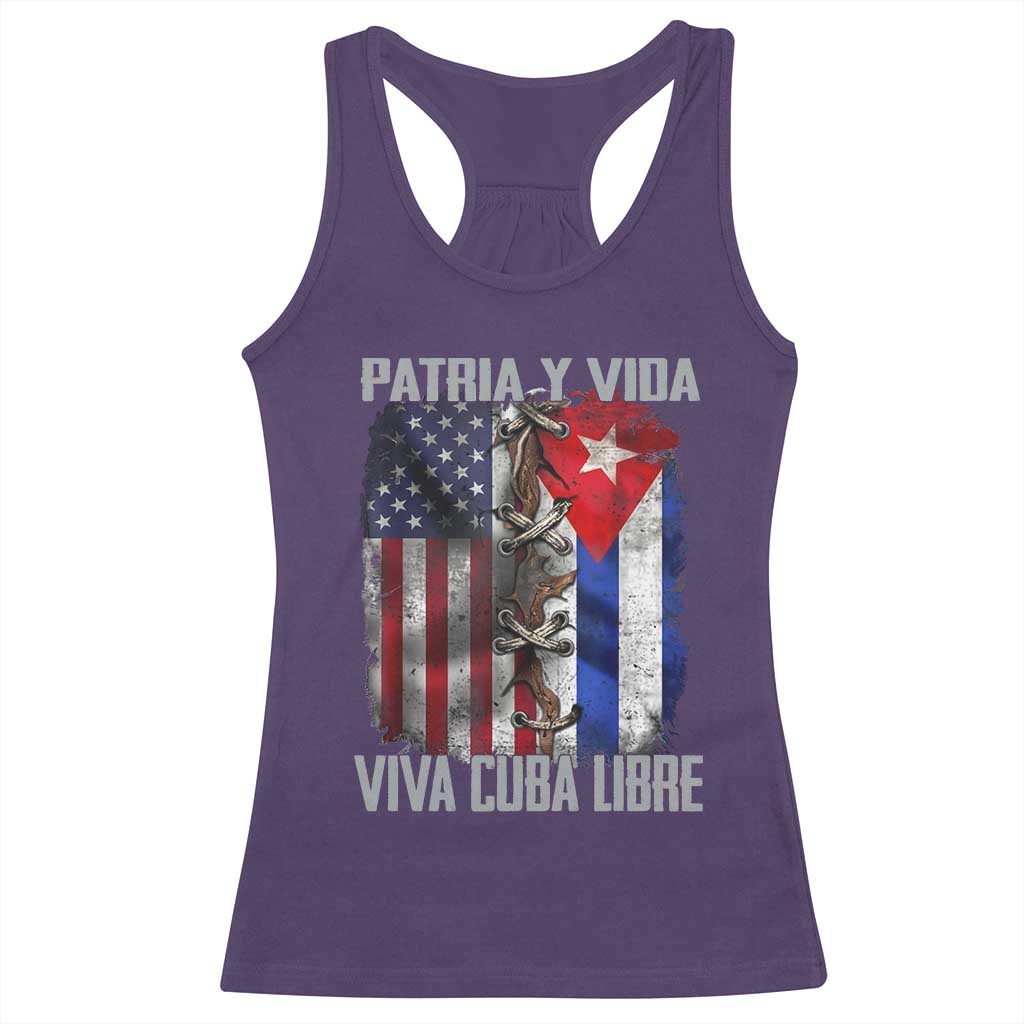 Patria y Vida Cuba Libre Freedom Racerback Tank Top Cuban Pride Independence USA Cuba Flag