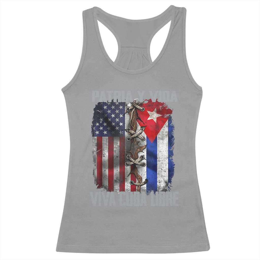 Patria y Vida Cuba Libre Freedom Racerback Tank Top Cuban Pride Independence USA Cuba Flag
