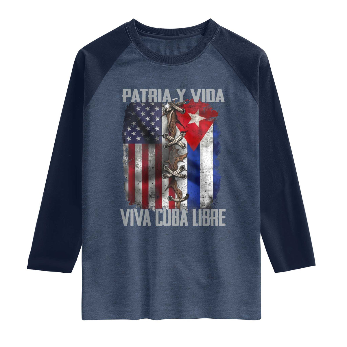 Patria y Vida Cuba Libre Freedom Raglan Shirt Cuban Pride Independence USA Cuba Flag