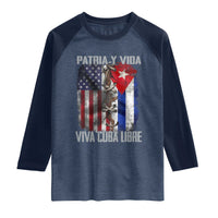 Patria y Vida Cuba Libre Freedom Raglan Shirt Cuban Pride Independence USA Cuba Flag