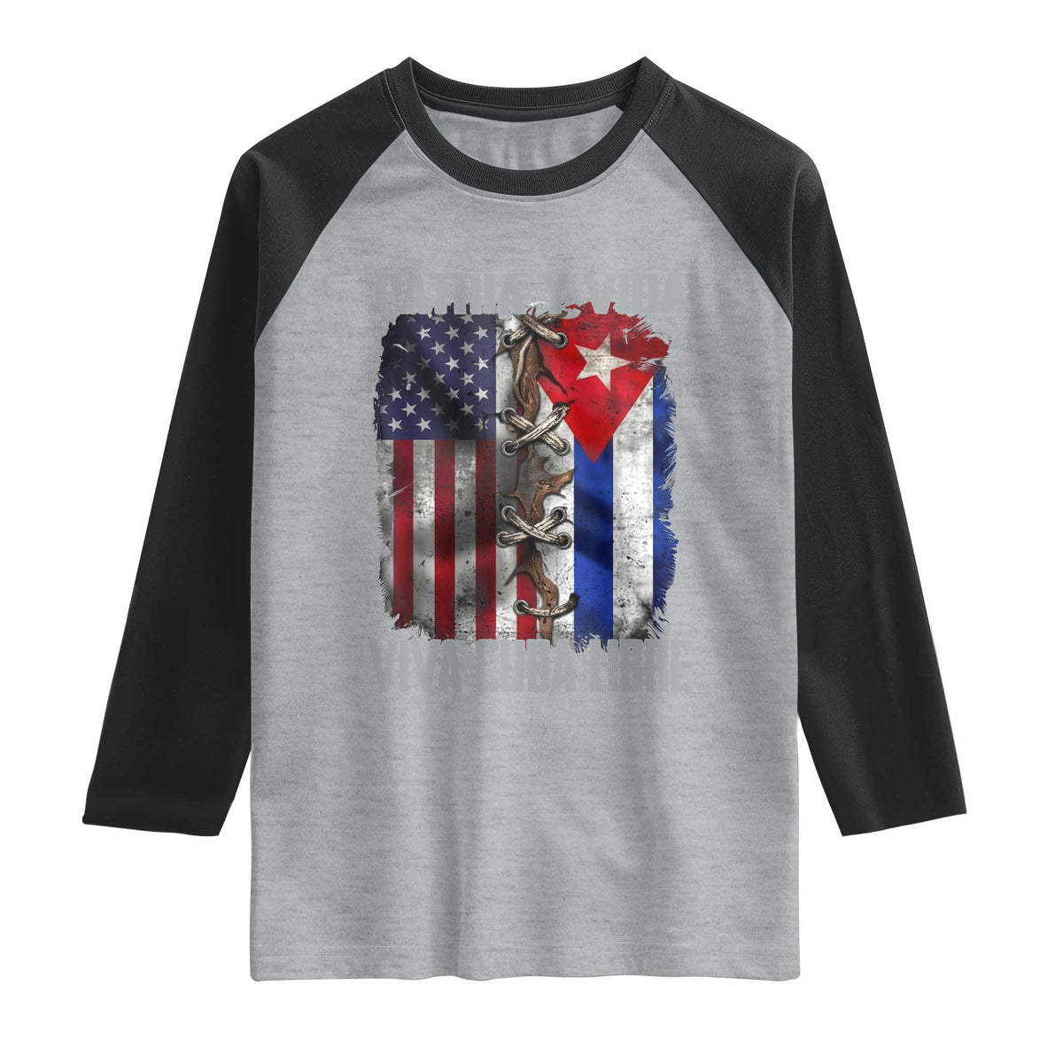 Patria y Vida Cuba Libre Freedom Raglan Shirt Cuban Pride Independence USA Cuba Flag