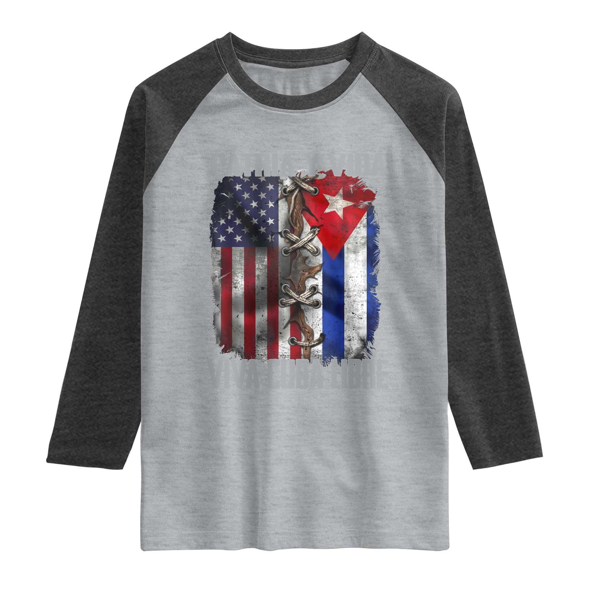 Patria y Vida Cuba Libre Freedom Raglan Shirt Cuban Pride Independence USA Cuba Flag