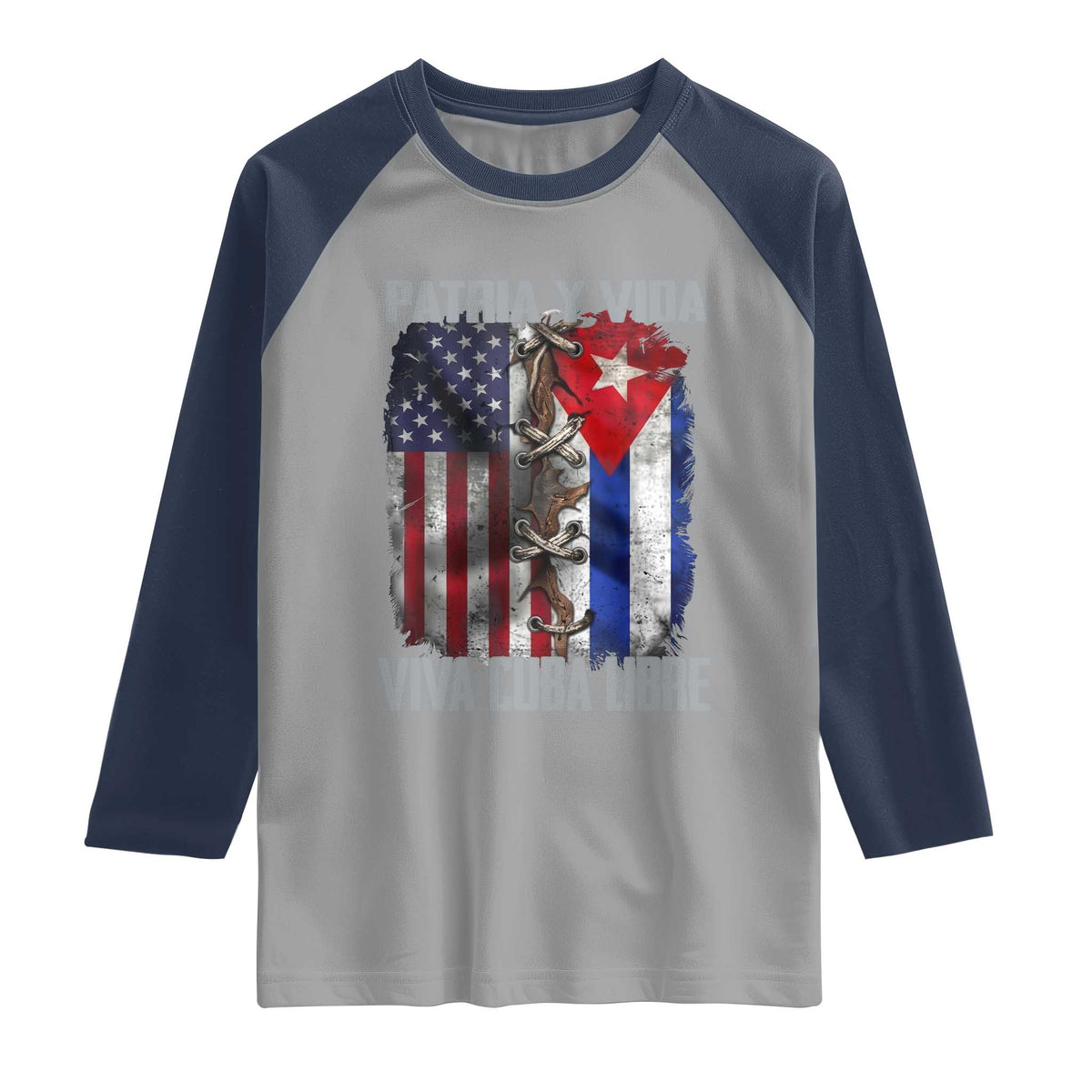 Patria y Vida Cuba Libre Freedom Raglan Shirt Cuban Pride Independence USA Cuba Flag