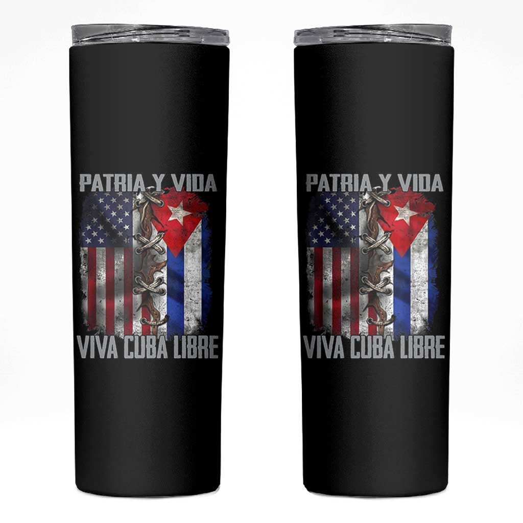 Patria y Vida Cuba Libre Freedom Skinny Tumbler Cuban Pride Independence USA Cuba Flag