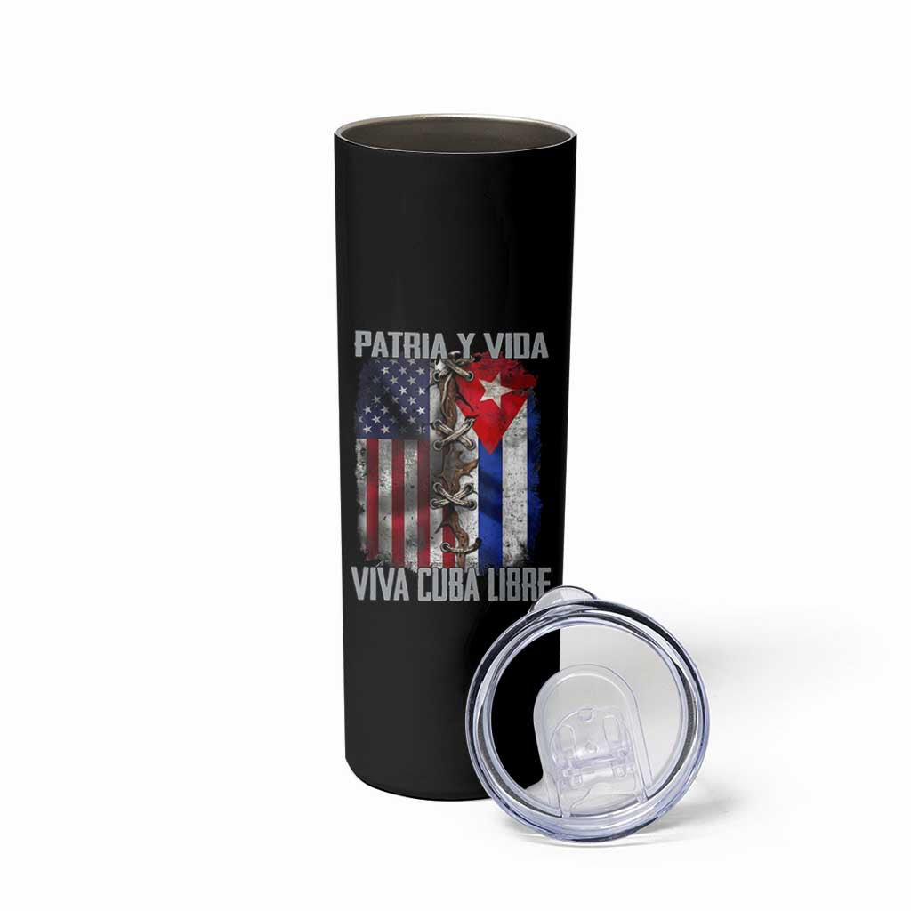 Patria y Vida Cuba Libre Freedom Skinny Tumbler Cuban Pride Independence USA Cuba Flag