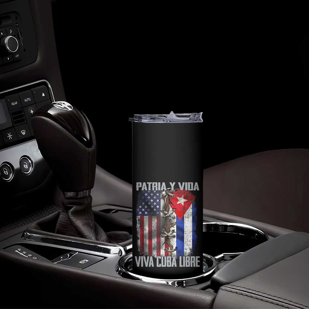Patria y Vida Cuba Libre Freedom Skinny Tumbler Cuban Pride Independence USA Cuba Flag